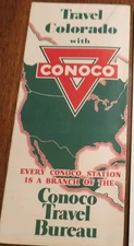 1930s  COLORADO CONOCO ROAD MAP   OF MAJOR PARKS ROCKY MTNS  PIKES PEAK AREA ++