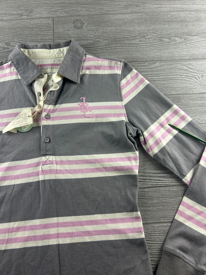 Top Joules Rugby Niñas Manga Larga Talla 8 Gris/Blanco/Púrpura Nuevo con Etiquetas Foto 3 de 4