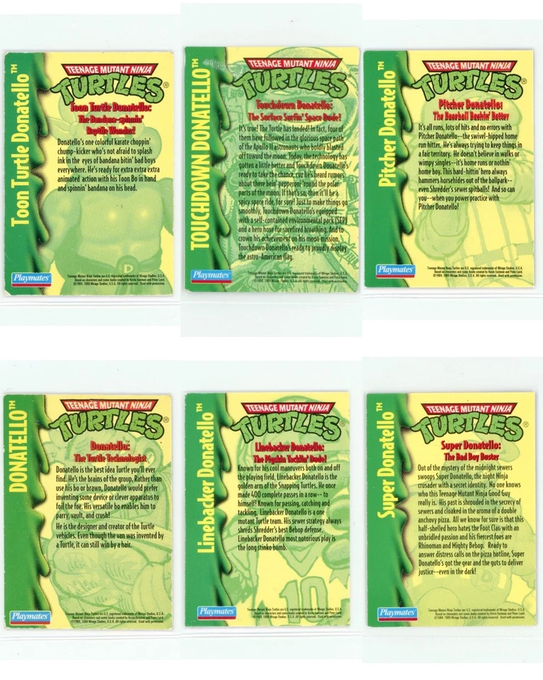 DONATELLO MINI MUTANT CARDS TMNT PLAYMATES TOYS COLLECTOR CARD NINJA TURTLES - Image 2 of 2