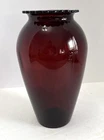 Vintage Anchor Hocking Royal Ruby Red Glass Vase with Scalloped Rim 9" Tall
