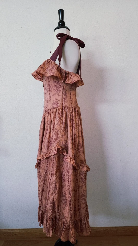 Anthropologie Midi Dress New Size Small XS Floral Mauve Goddess Coquette Boho - Image 2 of 4