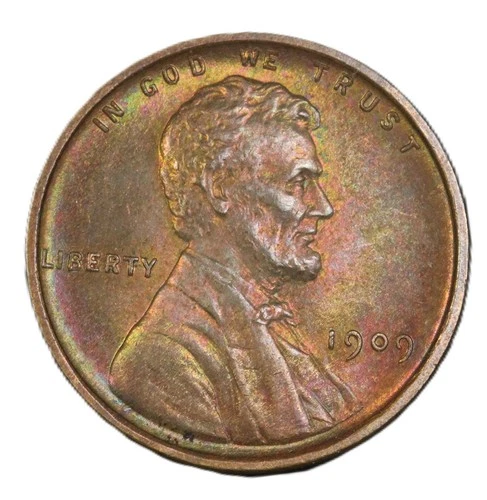 1909 1C Lincoln Cent RD - Gorgeous Raimbow Toning- Choice UNC- SMH-2157