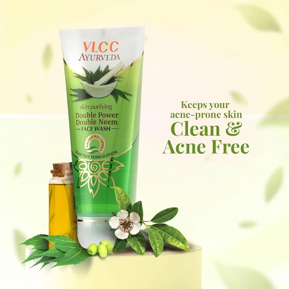 VLCC Ayurveda Neem Face Wash 100ml x 2 | Acne Control | Oily Skin Cleanser - Image 2 of 4