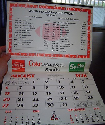 Schöner alter Coca-Cola Kalender 1978 / 79 USA Calendar Coke add life to Sports