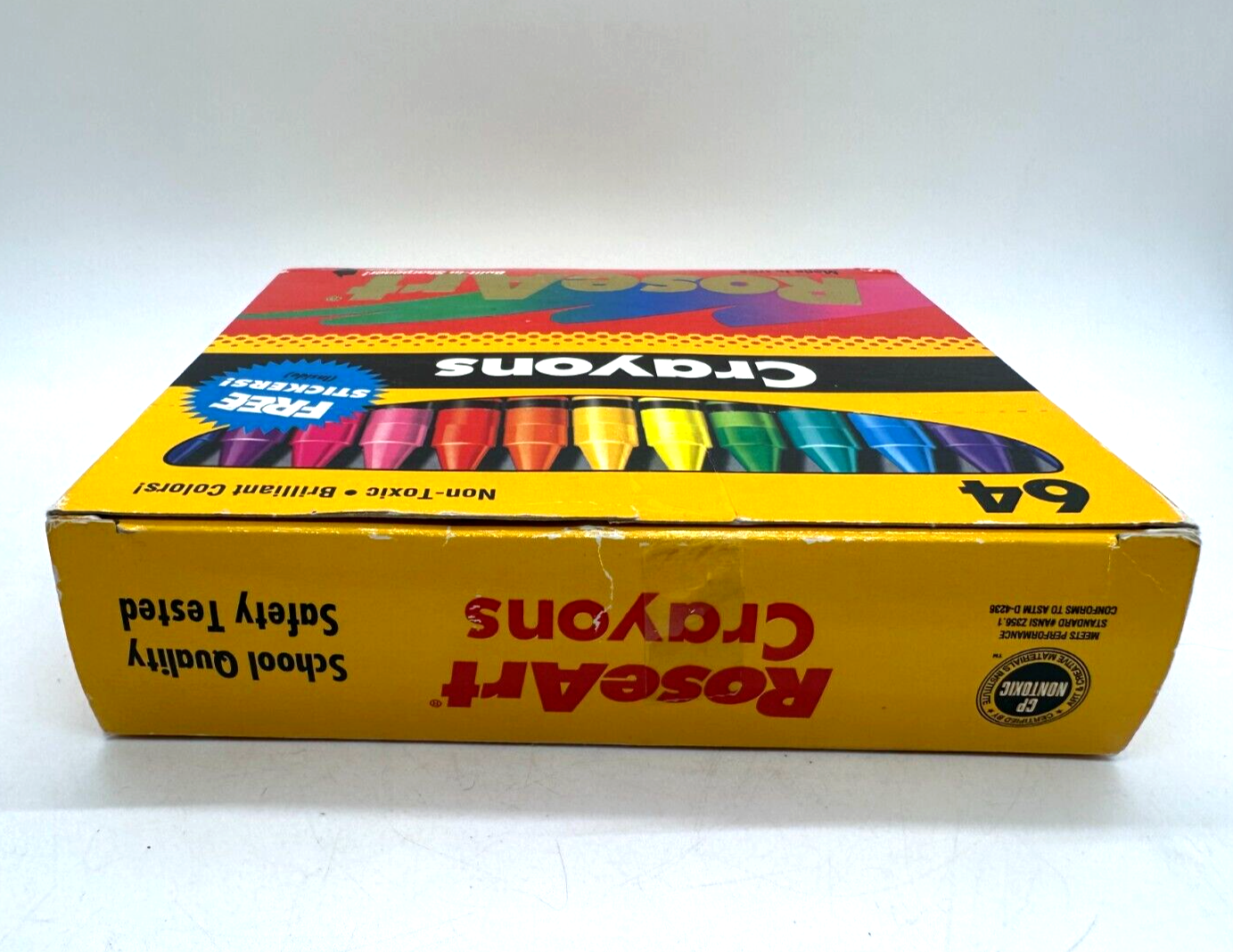 VTG HTF RoseArt 64 Crayons w Sharpener NonToxic Made in USA 1995 & Stickers eBay