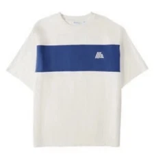 NEW ALDI Gear 2025 Unisex T-Shirt White Cream Blue ColorBlock Size Small NWT