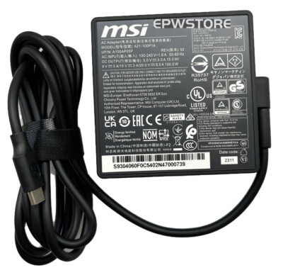 20V 5A 100W AC Adapter Charger Type C For MSI Prestige 13 14 15 16 Evo