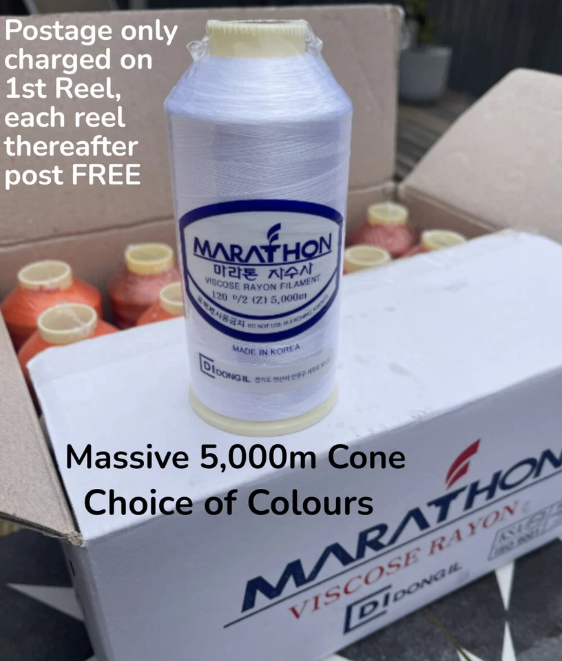 Marathon Embroidery Machine Thread LARGE 5000m Spools fits Brother Janome etc - Image 2 of 2