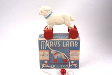 Vintage Hubley Marys Lamb Pull-Toy No 105 Huboid Material New Old Stock