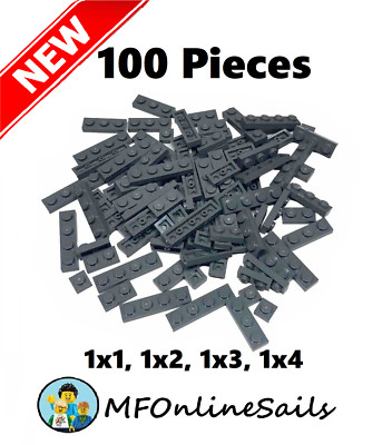 Genuine LEGO Dark Bluish Gray 1x1 1x2 1x3 1x4 PLATES MIX #3024 3023 3623 3710