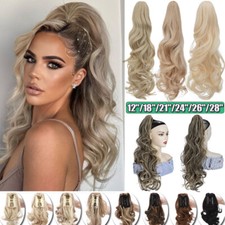 100 Thick Real Claw Ponytail Clip In On Pony Tail Hair Extension Ombre As Human