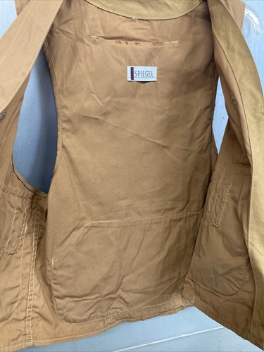 Vintage Spiegel Hunting Vest Game Bag Rustic Tan Canvas Size Small? NO SIZE TAG - Picture 10 of 12