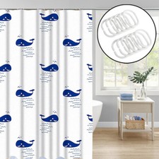 Whale Pattern Shower Curtain Home Bathroom Waterproof Partition Drape with Hooks