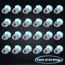 LED Light Up Flashing Blue Jelly Bumpy Rings - Pack of 24 By Party Glowz