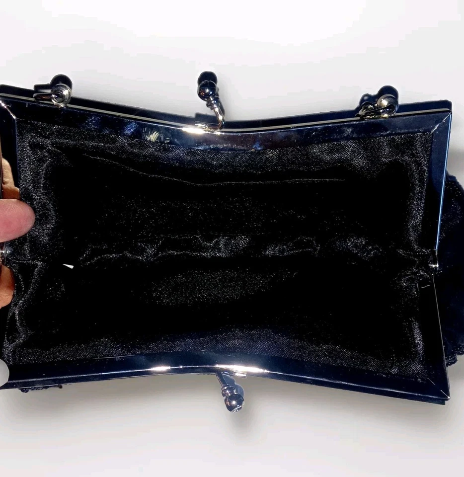 Красивый черный вышитый бисером серебряный металлический ремень клатч для особых случаев вечеринки официальных приемов - Изображение 3 из 3