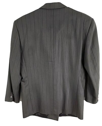 Lubiam Lee Newman Mens Virgin Wool Greenish Gray Double Breasted Suit Jacket 44R - Picture 7 of 13