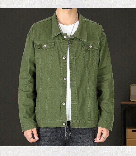 Men Spring Denim Jacket Loose Slim Denim Jacket Clothes Casual Lapel Top - Picture 17 of 27