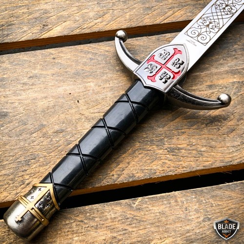 15.5" Dark Knight Celtic Cross Medieval Fixed Blade Crusader Sword Knife Dagger - Picture 3 of 4