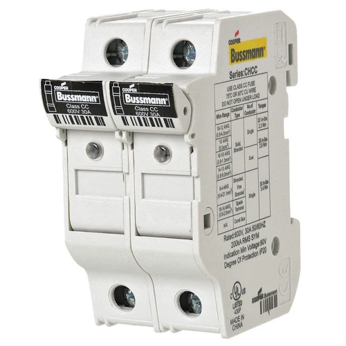 BUSSMANN CHCC2DIU Fuse Block,0 to 30A,Class CC,2 Pole 13M218