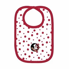 Florida State Seminoles Polka Bib Newborn Baby 100% Cotton Zelcro Closure NEW