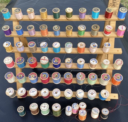 68 Coats And Clark’s Wood Vintage Thread Spools Belding And Display ...