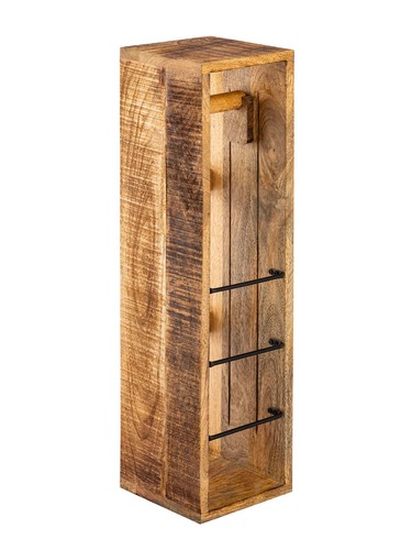 Toilettenpapierhalter Klopapierhalter Klorollenhalter quadratisch Mangoholz - Picture 3 of 5