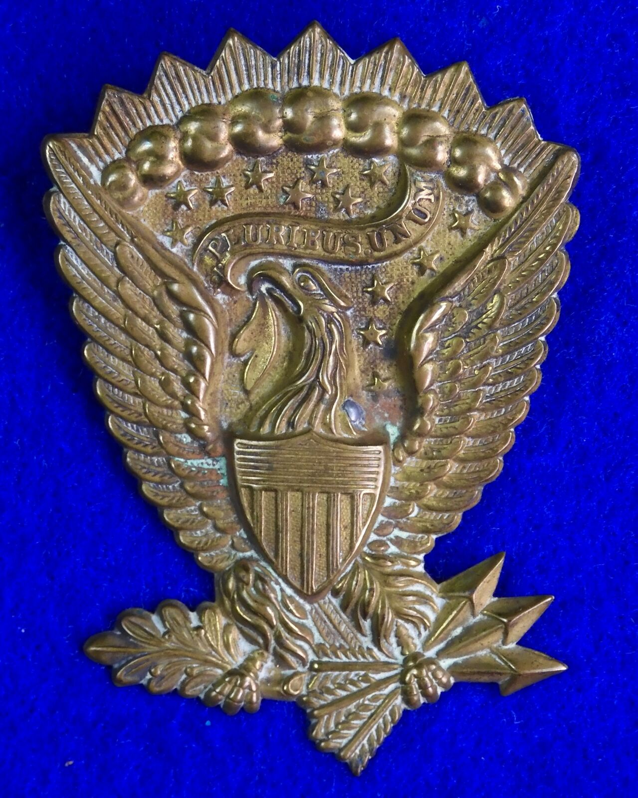 US Civil War Antique 19 Century Hardee Hat Eagle Badge