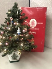 2004 Spode 24" Christmas Tree Teleflora w/Lights & Ornaments in Original Box