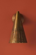 Mid Century Brass Modern Perforated Italian Wall Sconce Light Handmade Stilnovo