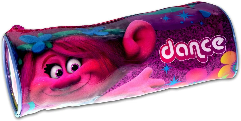 BRANDNEU DREAMWORKS TROLLS MOHN FEDERMÄPPCHEN SCHULE SCHREIBWAREN ETUI