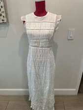 URBAN OUTFITTERS WHITE SMOCKED  GAUZE MIDI DRESS RARE ADORABLE SIZE SMALL