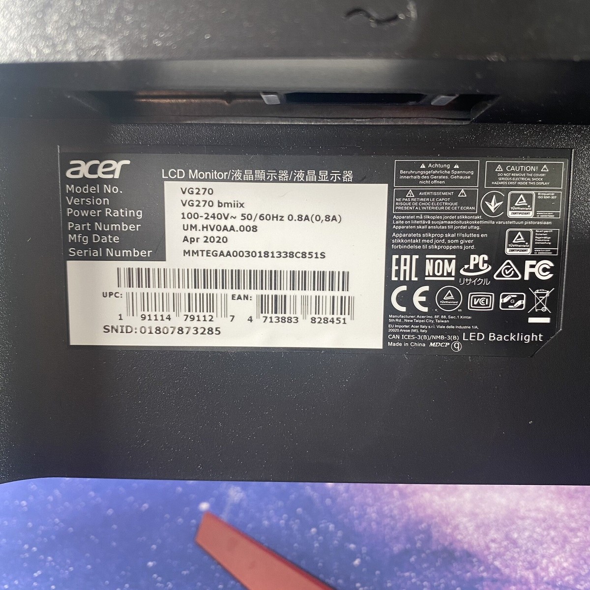 Acer Nitro VG270BMIIX 27-Inch Full HD 1080p Gaming Computer Acer Nitro VG270BMIIX 27-Inch Full HD 1080p Gaming Computer