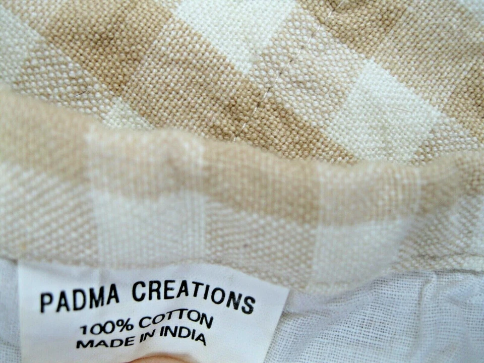 Padma Creation Tab Top Beige/Tostado Country Juego de 2 Forrados a Cuadros -GUC 66" x 10" Foto 3 de 4