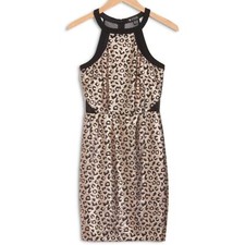 NWT Guess Mini Dress Womens Metallic Cheetah Leopard Bodycon Animal Print Size 6