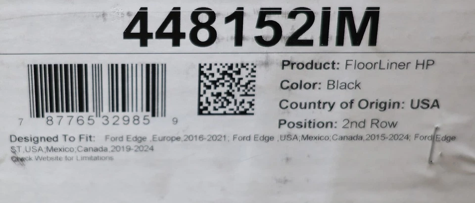 全新 All Weather 第 2 行地板衬里黑色 448152IM 福特 Edge 2015-2024 — 第 2/3 张图片