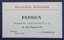 KARDEX Remington Typewriter Paris Typewriter Business Card thumbnail