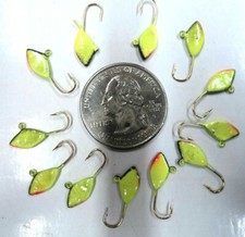 Jon's Ice Jigs Custom Painted Sunfish (12) Sz 10 Hook, YChartreuse/Blk #JIJ159
