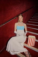 New Rixo Brandon Strappy Aqua Embroidery Silk Gown Dress Sz XS M L XL PRP: £675