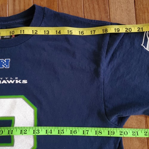 Majestic NFL Seattle Seahawks Russell Wilson #3 Blue Cotton T-Shirt Unisex Sz M - Picture 8 of 9