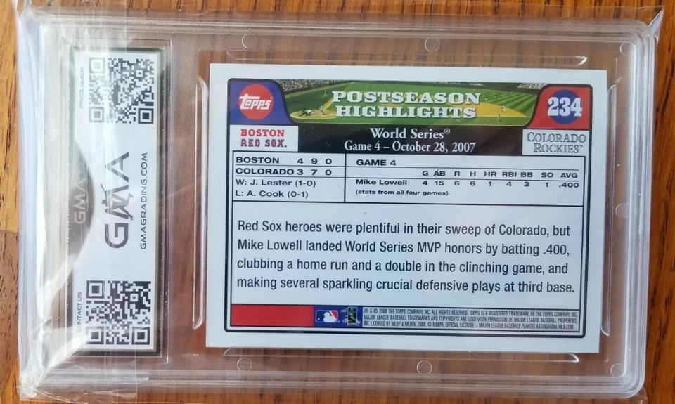 Topps Red Sox 234 2008 con Rudy Giuliani Variation GMA 10 Foto 2 de 2