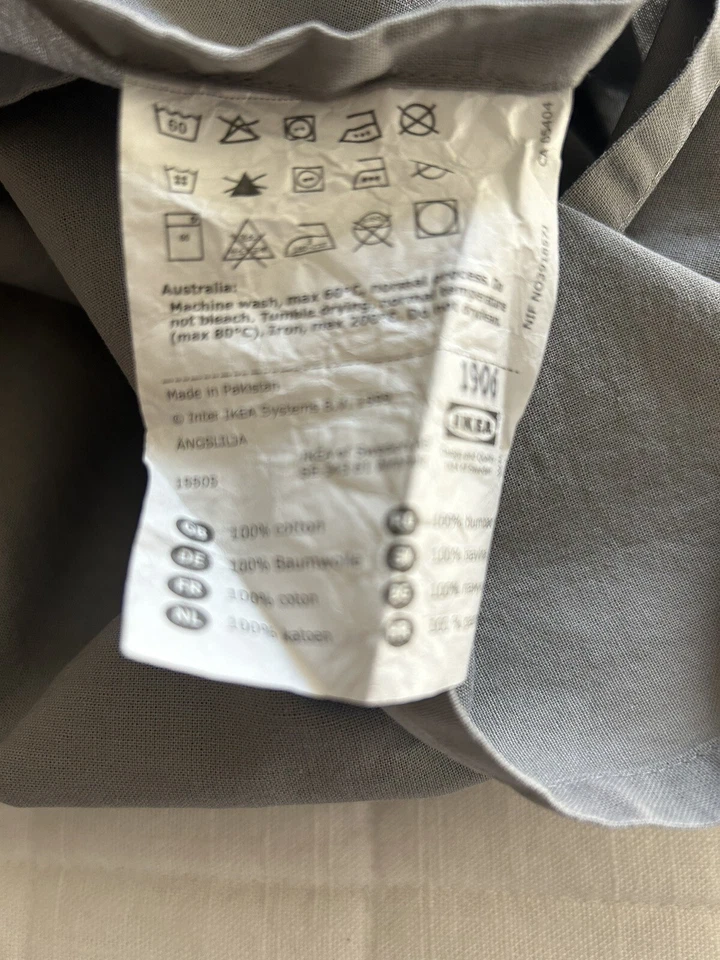 Funda nórdica y fundas Ikea ANGSLILJA gris liso algodón cama completa/queen Foto 4 de 4