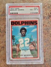 1972 Topps Football Card Mercury Morris, High Number, #331, PSA 8, NM-MT