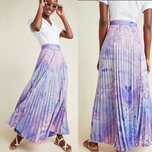 purple pleated maxi skirt
