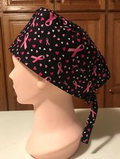 Scrub or Chef Hat Medical Nursing Chemo Skull Cap Breast Cancer Cotton Fabric 2