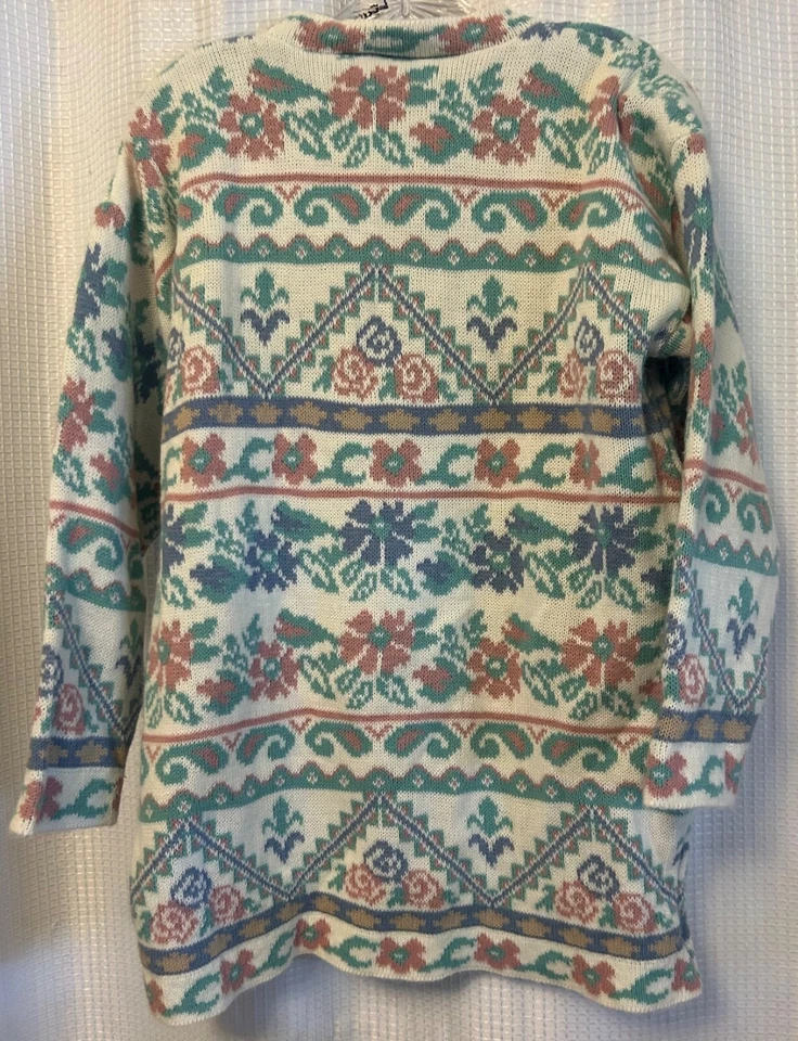 Suéter geométrico floral vintage años 90 para mujer talla pequeña Foto 3 de 4