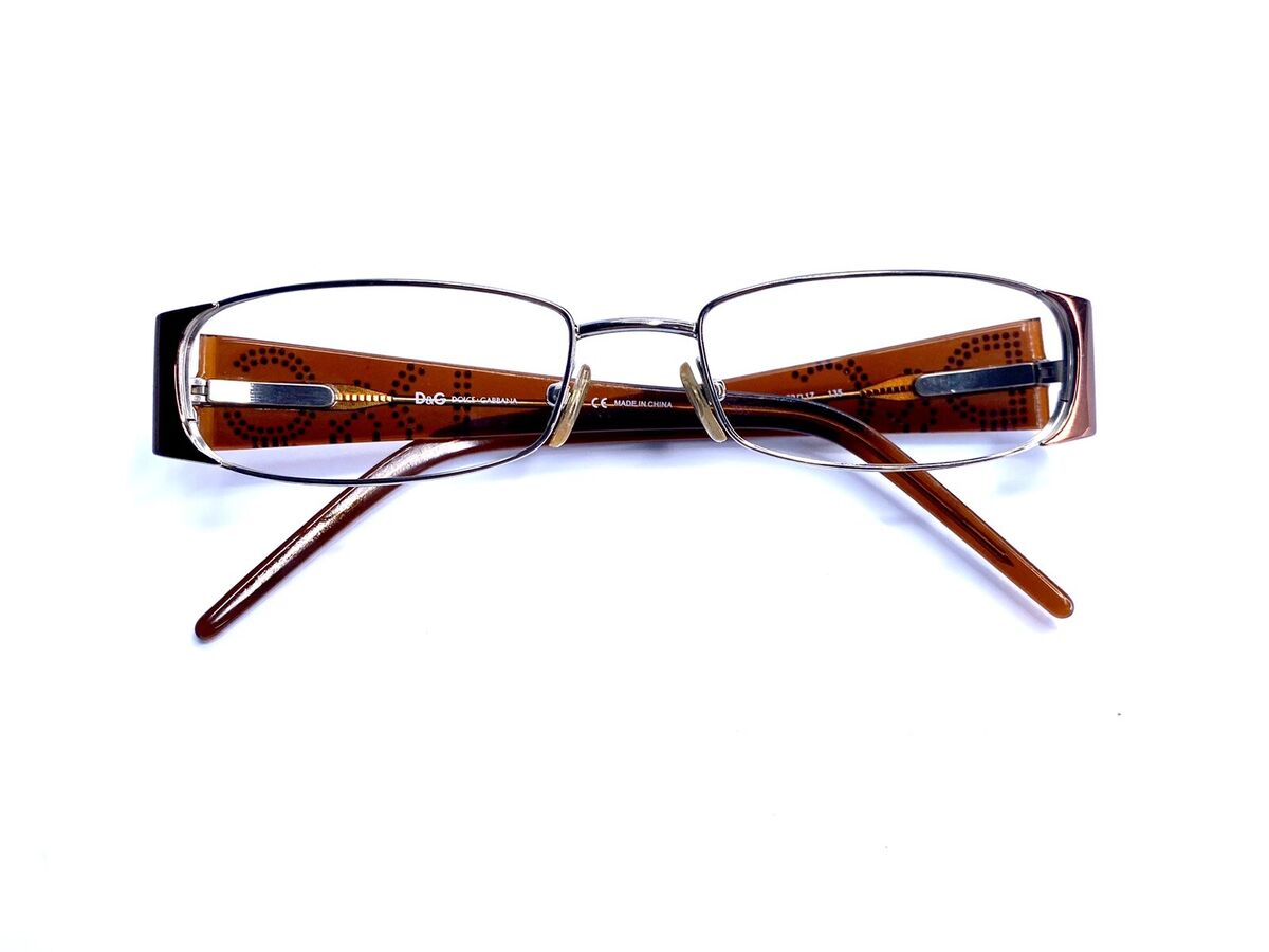 Dolce & Gabbana Silver & Brown Rectangular Glasses Dolce & Gabbana Silver & Brown Rectangular Glasses