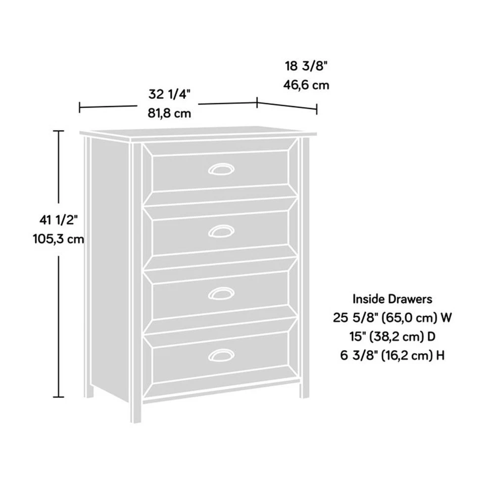 Sauder County Line Engineered Wood 4-Drawer Bedroom Chest in Soft White - Image 3 of 4