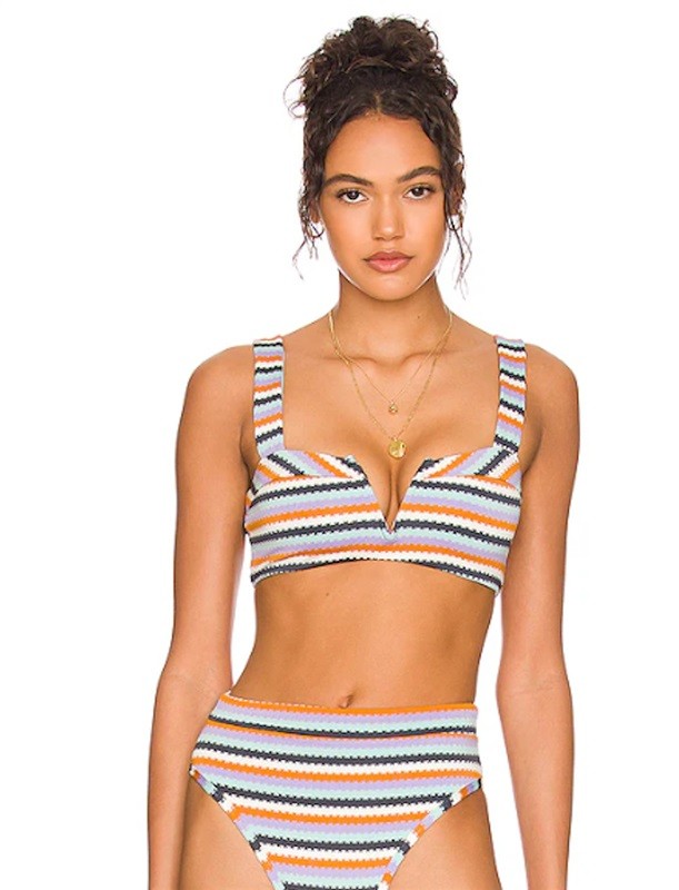 NWT L*Space Anthropologie XS Lee Lee Stripe Over The Moon Bikini Swim Top 125397