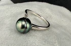 Vintage Sterling Silver Ring Faux Pearl Cocktail Peacock Size Signed FY 9.25