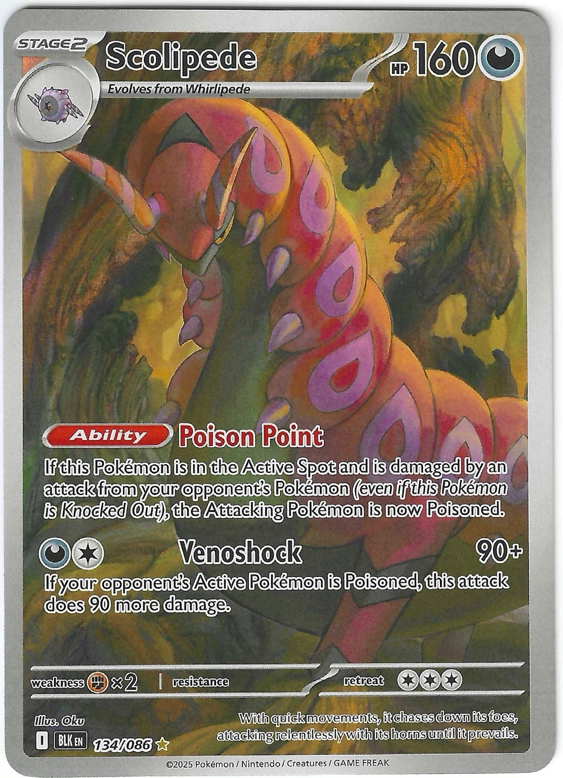 Scolipede 134/086 Pokemon Black Bolt Illustration Rare Holo Secret NM